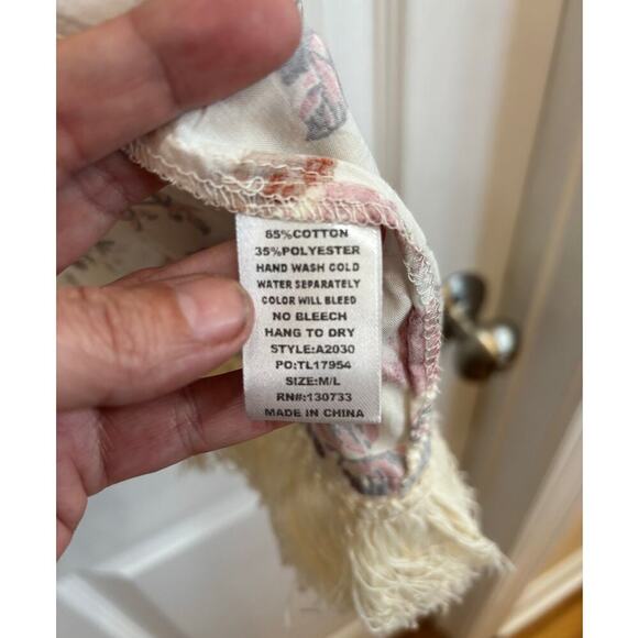 Umgee Women M/L Floral Fringe Open Front Kimono Boho Lagenlook - Picture 5 of 8